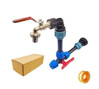 IBC Gooseneck Brass Tap Adapter for 1000L Rainwater Tanks, Double Outlet and Flexible Ball Valve, Leak-Resistant Outdoor Fitting for Garden Watering, Irrigation and Easy Filling of Watering Cans