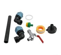 IBC Gooseneck Tap Adapter Set 3/4 Inch Brass and Plastic Space Saving Garden Outlet Tap for Rainwater Tank 600-1000L Fast Installation Smooth Ball