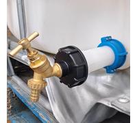 IBC S60x6 Storage Tank Easy Fit Swivel Extender+Tap Kit Options,Brings Out The Fitting from The Tanks Recessed Outlet Thread. Easier Linking Tanks Together (Extender+Brass bib tap+Hose Barb)
