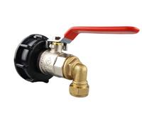 Ibc S60X6 To 1" Bsp Tank Connector Kit With 1" Bsp Female Lever Valve And 28mm Brass Compression Elbow