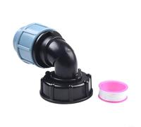 IBC Tank Adapter 20/25/32mm Garden Hose Elbow Outlet Connector Water Splitter Tap Fitting for Irrigation System S60x6 Thread(Elbow Outlet 32mm)