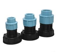 IBC Tank Adapter, S60X6 Thread, MDPE Straight Fitting, Plastic Material, Blue and Black Color, 20/25/32mm Output, Garden Hose Faucet Compatible (20mm)