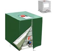 IBC Tank Cover 1000L, 420D IBC Container Cover, Waterproof, Windproof, Anti-UV Oxford Fabric Protective Cover for Water Tank, Protective Tarpaulin, Rainwater Tank, 120 x 100 x 116 cm (Green)