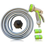 IBC Tank Hose Kit 2" S60x6 Outlet Adapter with Flexible 4-Layer Hose & Multi-Spray Gun - 1m/2m/3m/5m/10m Lengths - Quick Connect Fitting (10m)