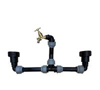 IBC Tank Link Kit S60x6 Connector with Riser Tap - MDPE Pipe 25/32/50mm, Brass Bib Tap, Dual Tank Joining Kit (25mm Pipe)