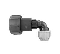 IBC Tank Outlet with Swivel Tight Extender Cap and mdpe tee,Elbow or Straight Fitting for 20mm,25mm or 32mm Water Supply mdpe Pipe (32mm Elbow)