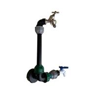 IBC Tank S60x6 Riser Swan Neck Kit with Side Tap - 25cm Bucket Filling Adapter, Dual Tap Outlet, Hose Connector, Complete Leak-Free Fitting Kit (silver bib tap +click)