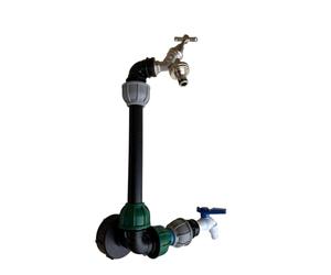 IBC Tank S60x6 Riser Swan Neck Kit with Side Tap - 25cm Bucket Filling Adapter, Dual Tap Outlet, Hose Connector, Complete Leak-Free Fitting Kit (silver bib tap +click)