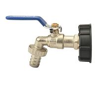 IBC Tank Tap Adapter 3/4 Inch Thread Connector Replacement Brass Valve Fitting Parts for S60X6 Water Storage Tank or 3/4 "Metal Hose Connector (Blue)