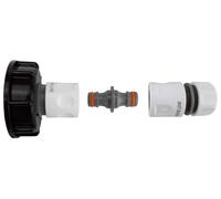 IBC Tank Tap Adapter Kit S60x6 DN50 60 mm Outlet - 3/4 Inch BSP Connector Set - Click Lock Quick Connect Hose Pipe Fittings with 2 Way Male Adapter and 1/2 Inch Hose Connector for Garden Watering