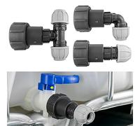 IBC Tank to MDPE 20 25 32 Extender Outlet Fitting S60x6 Tee Straight Elbow Valve (25mm Valve + Tee)