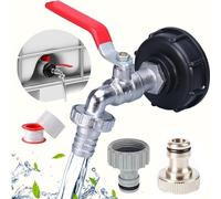 IBC Tap Brass Leakproof IBC Tank Fittings - 1/2" Adapter & Valve for S60X6 Water Storage Tank & Garden Hose Connector