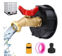 IBC Tote Adapter 1 Set 2.36" Coarse Thread IBC Tote Fittings 1/2" Valve with Switch Replacement Leakproof Hose Adapter for Garden Hose Valve