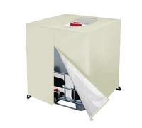IBC Tote Cover 275 Gallon with Zipper,Sun Protective Hood for Rain Water Tank 420D Waterproof Oxford IBC Container Cover for Outdoor Garden(Beige)
