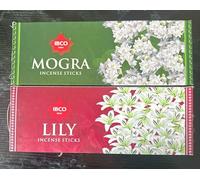 IBCO Incense Sticks Two Box of 12 pack X 20 stick Total 240 Stick Pack Of 2 (Mogra And Lily)