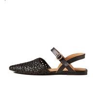 IBDPOSH Woven Slingback Flats for Women Fashionable Square Toe Criss Cross Straps Buckle Closure Comfortable Breathable Casual Elegant Slip On Shoes, Black, 7 UK
