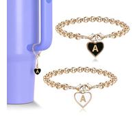 ibeacos Personalized Gifts for Women 2PCS Initial Letter Charm for Stanley Cup Accessories,Stainless Steel Name Letter Charm for Stanley/Simple Modern Tumbler 40 oz,Great gifts for Mother's Day