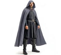 Ibeauti Renaissance Hooded Cloak Linen Cloak Halloween Medieval Costume Cape Women Men, Dark Grey, 55.1 inches/140 cm long from the shoulder to the hem