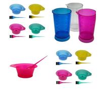 IBEAUTY HAIR TOOLS COLOURING TINT COLLEGE SET NEON PINK FROSTED 4 PIECE MIXING BOWL BRUSH MEASURING JUG SPONGE SALON