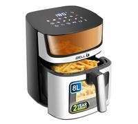 iBELL AF800M Air Fryer 8 Litre, 1800W, Feather Touch, Detachable Fryer Basket, Smart Rapid Air Technology, Anti- Skid Rubber Feet, Adjustable Temperature Control (Silver)