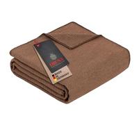 Ibena Charlotte Organic Knitted Blanket 140 x 200 cm - 100% Cotton, Made in Germany, Cotton Blanket with Structure Brown