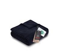 Ibena Porto Blanket 150 x 200 cm - Cotton Mix Soft, Warm & Washable, Cuddly Blanket Dark Blue Plain