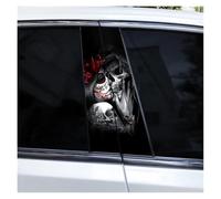 IBENZIGH 2pcs Gothic Couple Skull Car Doorpost DIY Car B-Pillar Sticker Waterproof Decals Suitable For All Car Models Car Decoration(Type C)