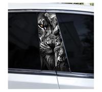 IBENZIGH 2pcs Lion And Warrior Series Car Door Pillar DIY Car B Pillar Stickers Cover Scratches Car Decals Car Decoration(Type C)