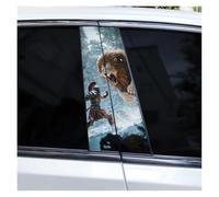 IBENZIGH 2pcs Lion And Warrior Series Car Door Pillar DIY Car B Pillar Stickers Cover Scratches Car Decals Car Decoration(Type B)