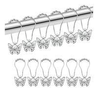 IBEQUEM 12Pcs Shower Curtain Hooks, Decorative Shower Curtain Rings, Rust Proof Metal Shower Hooks, Modern Shower Curtain Hangers, Smooth Glide Stainless Steel Shower Hook for Shower Curtain Liner