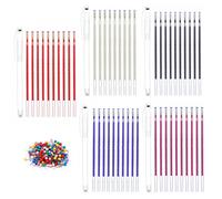 IBEQUEM 155Pcs Heat Erasable Pens with Sewing Pins, 50 Pcs Fabric Marking Gel Pen Refills with 100Pcs Colorful Pins, 5 Colors Replaceable Smooth Pens for DIY Dressmaking, Quilting, Tailor’s Chalks