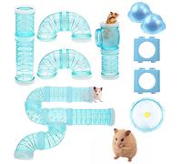 IBEQUEM 2 Hamster Tube Kits, Hamster Tunnel Adventure, Transparent DIY Creative Connection for Small Animals (Blue)