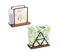 IBEQUEM 2PCS Standing Napkin Holder, Tabletop Metal Serviette Rack with Wooden Base,Indoor and Outdoor Serviettes Organiser for Kitchen, Restaurants, Party, Cafes