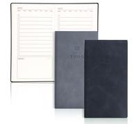 IBEQUEM 2Pcs To Do List Notebook, A6 Daily Planner Pocket Notebook with 196 Pages, Soft PU Leather Cover, Bookmarks, Task List, Undated Productivity Organizer, Study, Work, Office (Black&Gray)