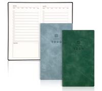 IBEQUEM 2Pcs To Do List Notebook, A6 Daily Planner Pocket Notebook with 196 Pages, Soft PU Leather Cover, Bookmarks, Task List, Undated Productivity Organizer, Study, Work, Office (Green&Light Blue)