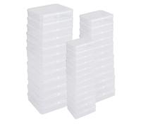 IBEQUEM 36 Pcs Mini Storage Containers, Mixed Sizes Small Rectangular Clear Plastic Storage Containers Box with Hinged Lid for Beads, Organizie Tiny Items, Other Craft Projects