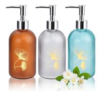 IBEQUEM 3PCS Soap Dispenser Bathroom, 400ml Clear Glass Refillable Liquid Hand Soap Dispenser with Rust Proof Plastic Pump for Kitchen Home Hotel Countertop