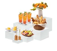 IBEQUEM 6PCS Buffet Risers, Acrylic Catering Dessert Table Display Set, Cube Box Nesting Shelves for Wedding Cupcake Party Decoration
