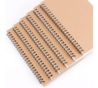 IBEQUEM 6Pcs Spiral Lined Notebooks, A5 Hard kraft Cover Ruled Journal Notebooks, 120 Pages/60 Sheets, 22 x 14.5 cm Lined Paper for School Students Drawing, Diary Memo Notepads, Office Supplies