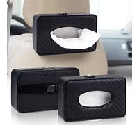 IBEQUEM Car Tissue Holder, Sun Visor Napkin Holder, PU Leather Backseat Car Tissue Case Holder, Tissue Holder Napkin Box for Universal Auto, Car Must Haves Interior Accessories (Black)