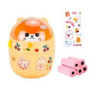 IBEQUEM Mini Trash Can, Cute Small Trash Can with Lid, Desktop Paper Bin with 5 Rolls of Bin Liners, Portable Tabletop Dustbin, Cartoon Rubbish Storage for Office Bedroom Desk Car Kitchen (Orange)