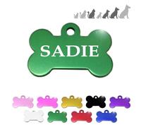 Ibera Gifts - Bone ID Tag for Medium to Large Pets, for Dogs and Cats, Engraved and Personalised Identity Collar Plate (Green)