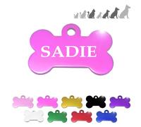 Ibera Gifts - Bone ID Tag for Medium to Large Pets, for Dogs and Cats, Engraved and Personalised Identity Collar Plate (Hotpink)