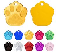 Ibera Gifts - Engraved Dog or Cat Id Tag for Medium to Large Dogs and Cats - Paw Shape - Collar Name Personalised Pets Custom Engraving Identity (Gold)