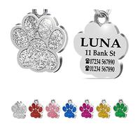 Ibera Gifts - Engraved Dog or Cat Id Tag for Small to Medium Dogs and Cats - Paw Shape - Collar Name Personalised Pets Custom Engraving Identity (Silver)