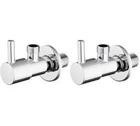 Ibergrif 1/2" x 3/8" BSP Angled Water Isolating Valves Diverter for Wall Mounted Basin Sink, Warmer System, Chrome Brass M22025-3/8 (Pack of 2)