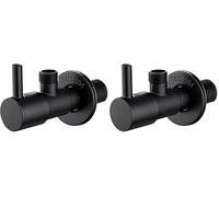 Ibergrif 1/2" x 3/8" BSP Angled Water Isolating Valves Diverter for Wall Mounted Basin Sink, Warmer System, Chrome Brass Black M22025B-3/8 (Pack of 2)