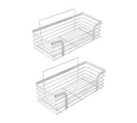 Ibergrif 2 Pack Shower Caddy - Rustproof Adhesive, No Drilling Wall-Mounted Shower Shelf, Large Capacity Durable Stainless Steel, White