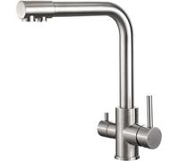 Ibergrif 3 Way Kitchen Sink Mixer Taps with Water Filter 1 Hole Dual Lever | 3