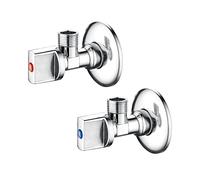 Ibergrif - Angled Water Isolating Valves Wall Mounted Basin Sink 1/2" x 3/8" BSP, Warmer System, 2pcs/Set, Chrome Brass